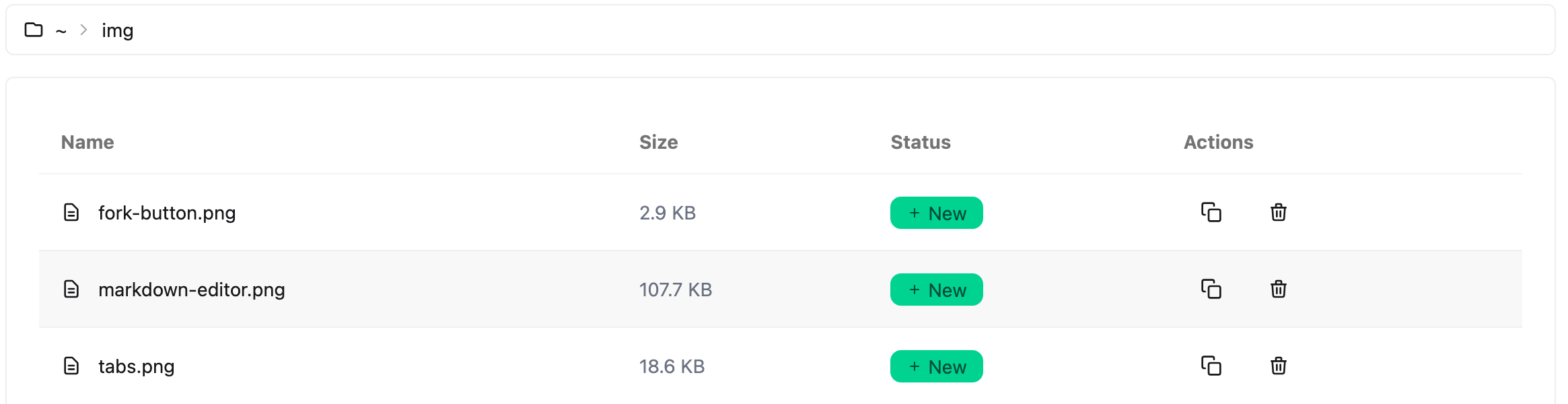Files view screenshot